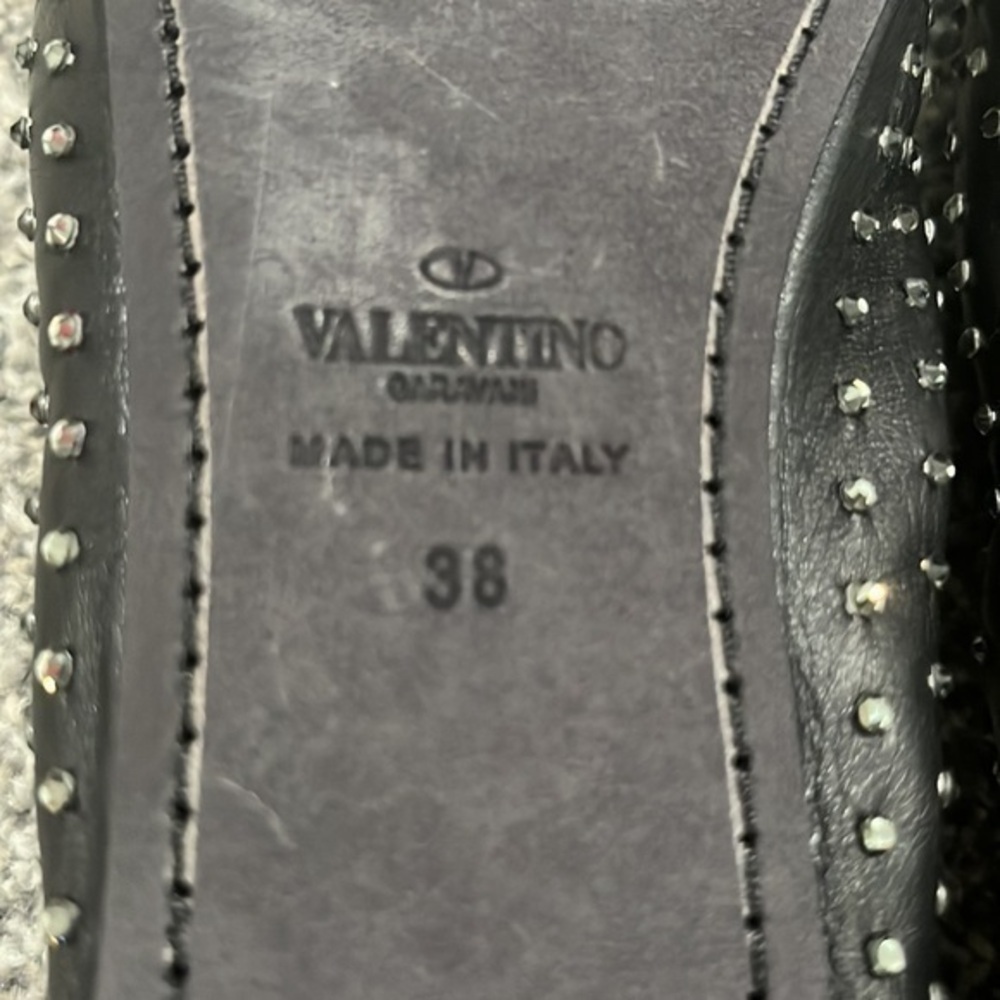 Valentino Garavani Rockstud Crystal Leather Ballerina Flat in Black Size 38 NWOT - Picture 8 of 8